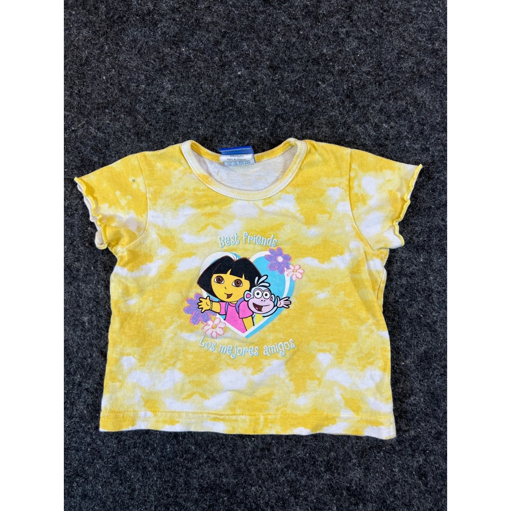 Vintage Y2K Dora the Explorer Tie Dye Shirt Girls 2T Yellow Best Friends Kids